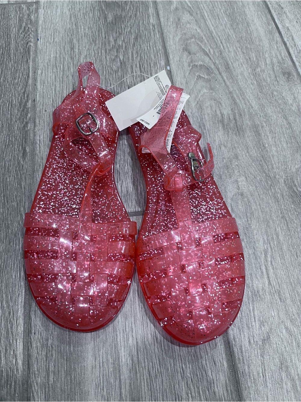 Red Glitter Jelly Sandals